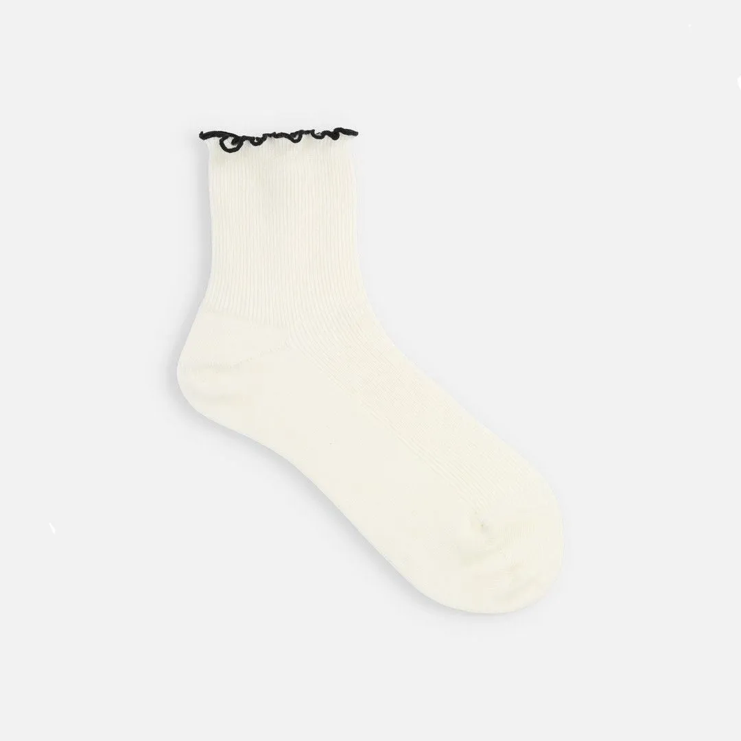 011132970 Top Merrow Fine Ribbed Low Crew Socks S