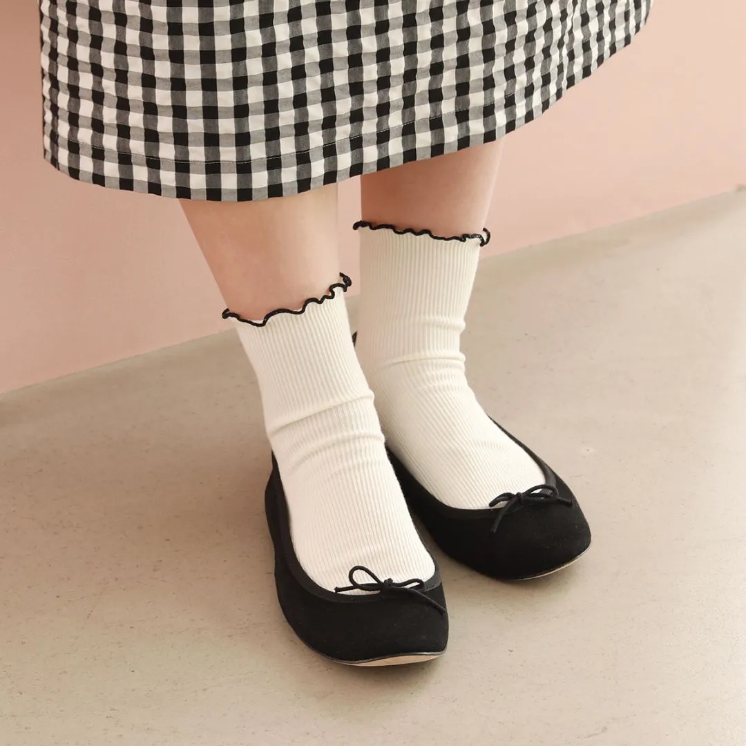 011132970 Top Merrow Fine Ribbed Low Crew Socks S