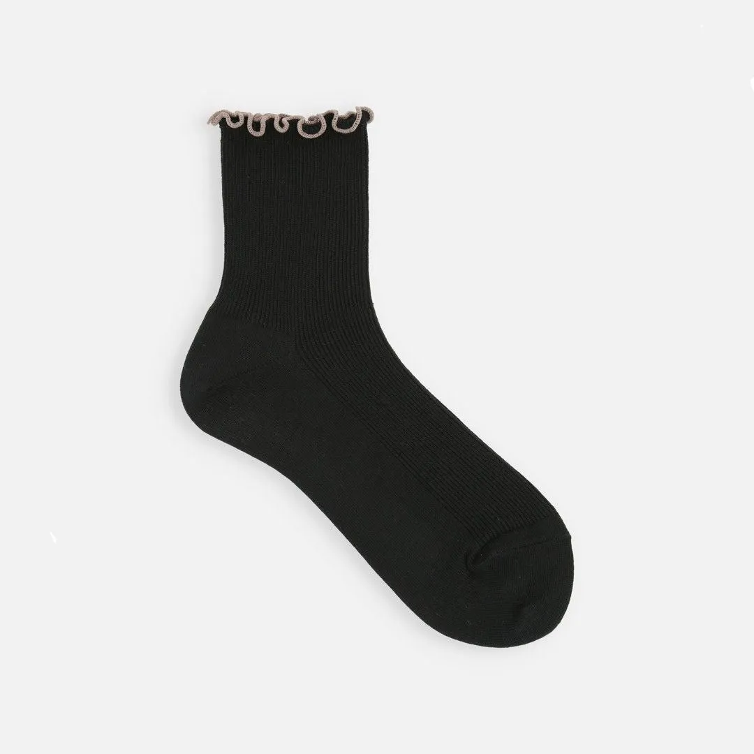 011132970 Top Merrow Fine Ribbed Low Crew Socks S