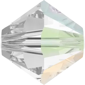 5328 Swarovski Bicone Beads, Crystal AB Satin (001 ABSAT)