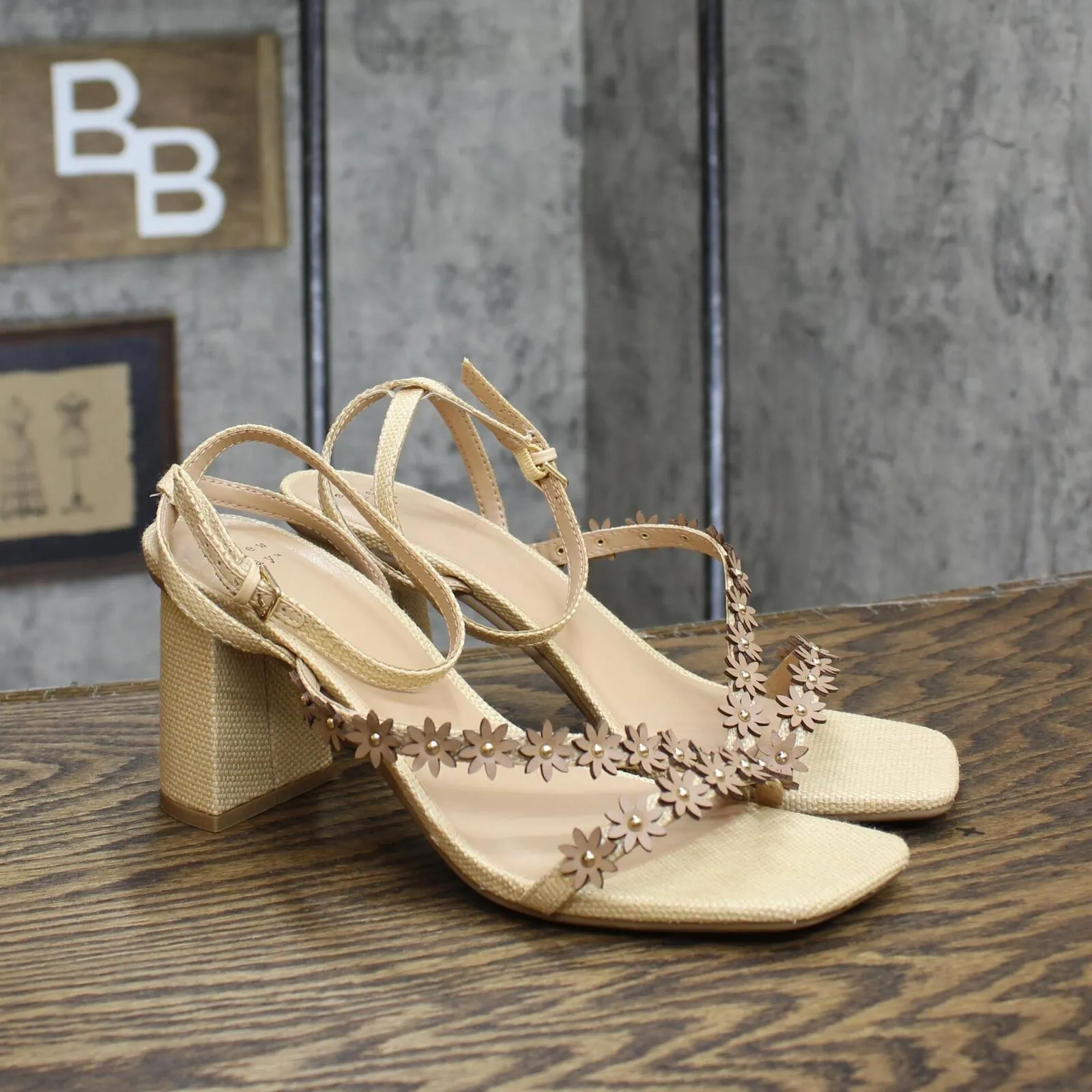 A New Day Women's Mirabel Strappy Heels 89530584 Beige Brown 9M