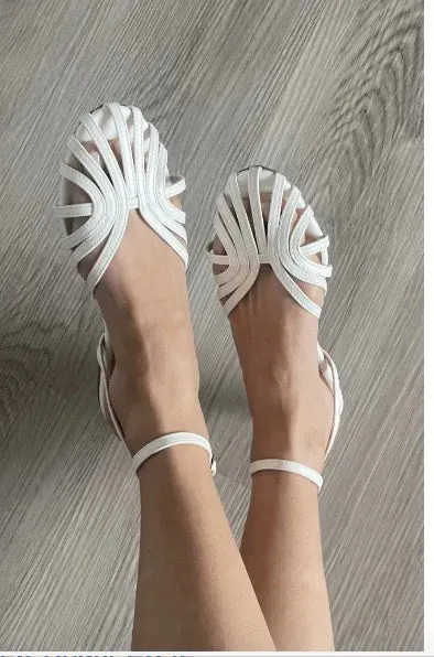 ADVBRIDGE  -  Beige Heeled Sandals Fashion Womens Shoes 2025 Buckle Open Toe Large Size Black Luxury New Low Comfort Peep Flat Big Summer