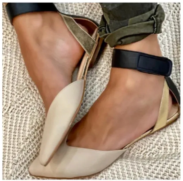 ADVBRIDGE  -  Beige Heeled Sandals Fashion Womens Shoes 2025 Buckle Open Toe Large Size Black Luxury New Low Comfort Peep Flat Big Summer