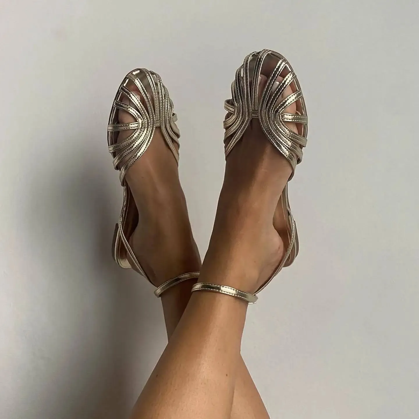 ADVBRIDGE  -  Beige Heeled Sandals Fashion Womens Shoes 2025 Buckle Open Toe Large Size Black Luxury New Low Comfort Peep Flat Big Summer