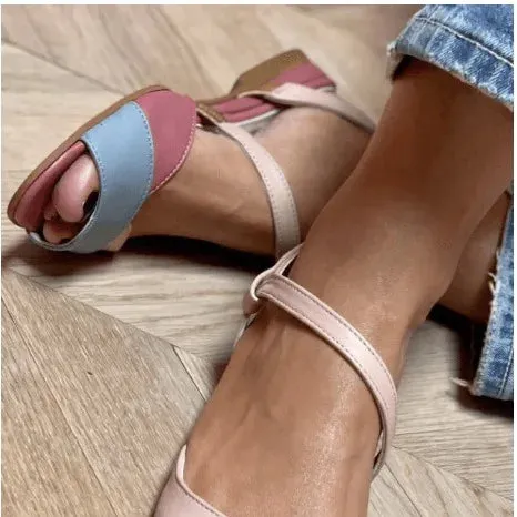 ADVBRIDGE  -  Beige Heeled Sandals Fashion Womens Shoes 2025 Buckle Open Toe Large Size Black Luxury New Low Comfort Peep Flat Big Summer