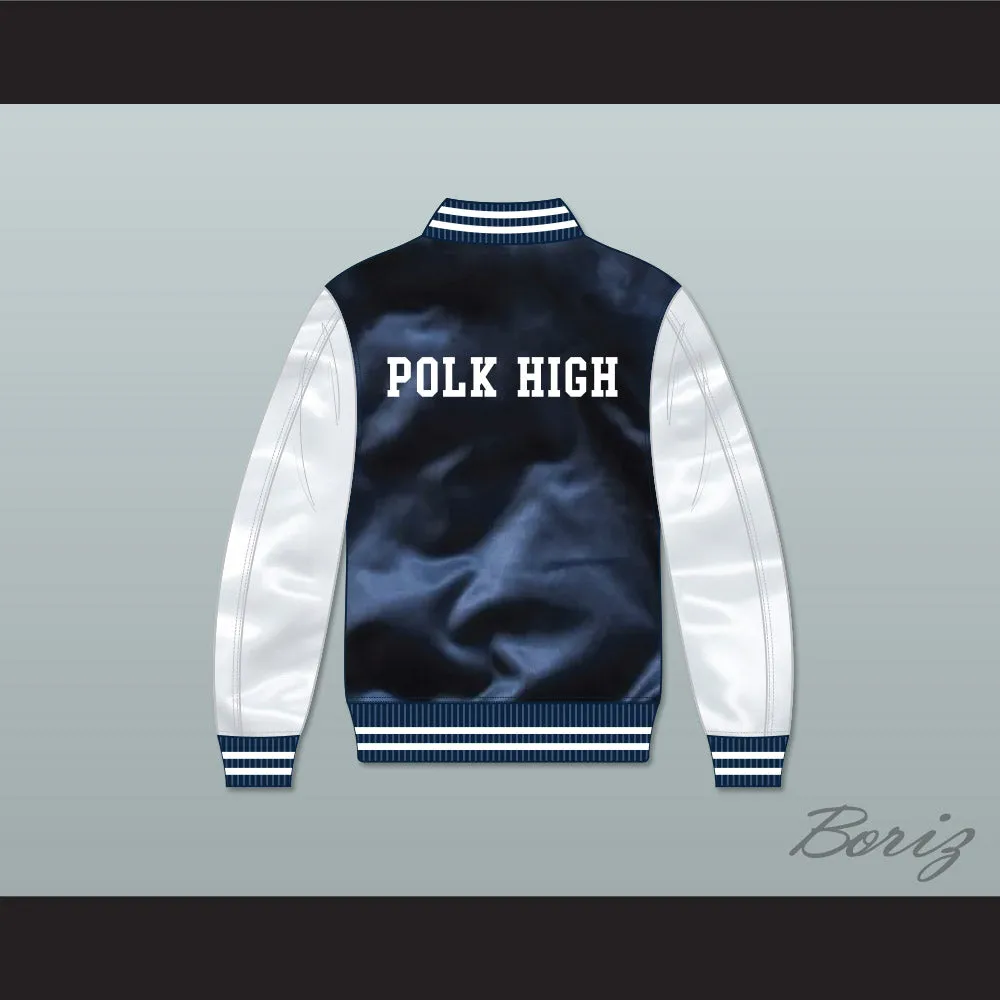 Al Bundy Polk High School Navy Blue/ White Varsity Letterman Satin Bomber Jacket