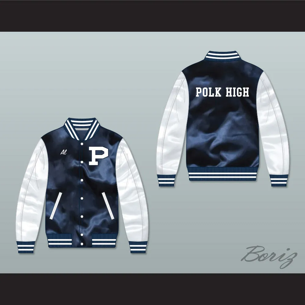 Al Bundy Polk High School Navy Blue/ White Varsity Letterman Satin Bomber Jacket