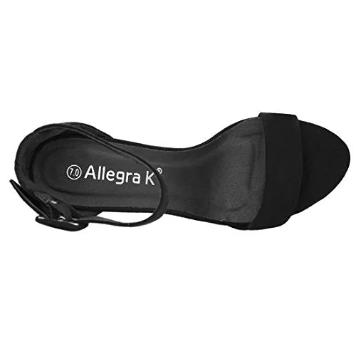 Allegra K Women's Open Toe Chunky High Heel Ankle Strap Sandals (Size US 11) Black