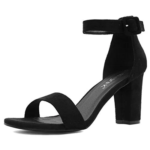 Allegra K Women's Open Toe Chunky High Heel Ankle Strap Sandals (Size US 11) Black