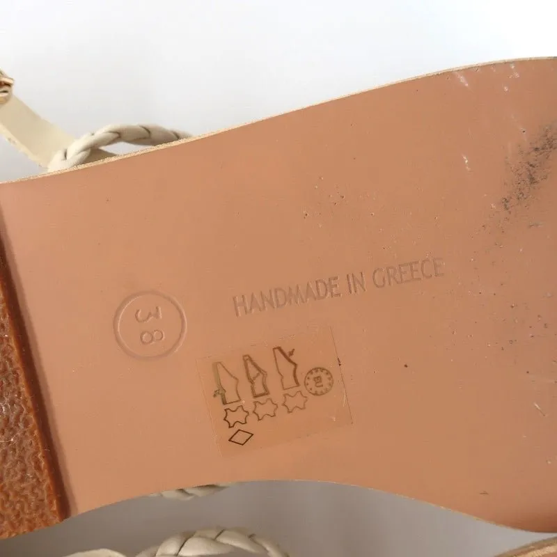 Ancient Greek Sandals Irida Slingback Sandals Off-White Braided Leather Size 38