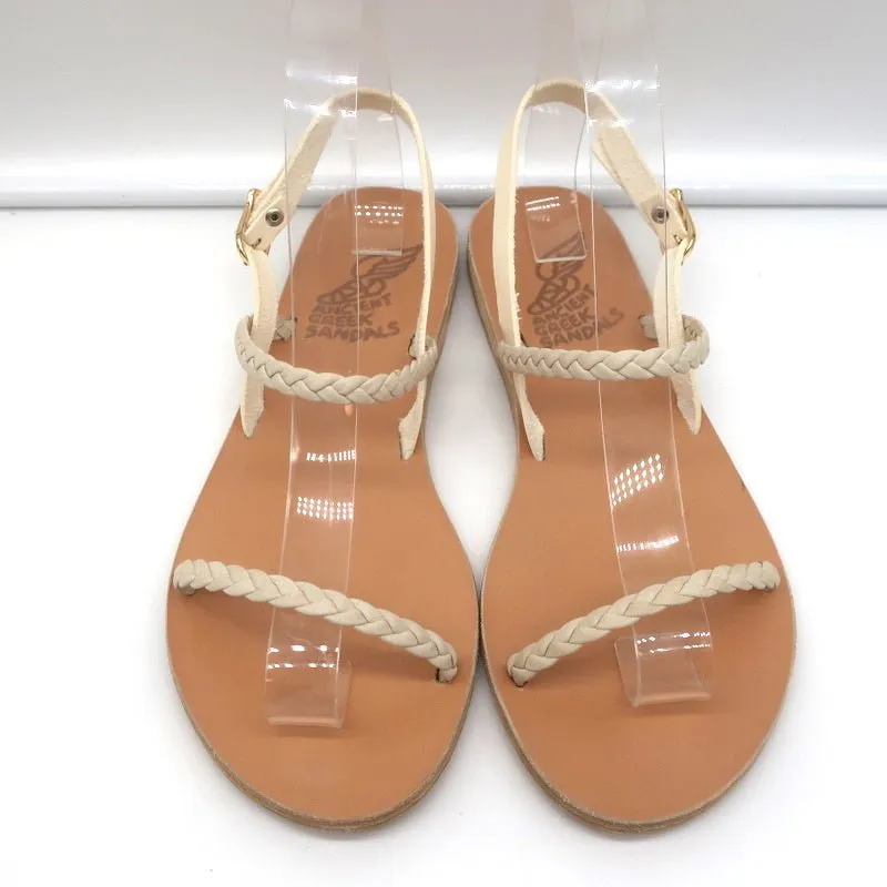 Ancient Greek Sandals Irida Slingback Sandals Off-White Braided Leather Size 38