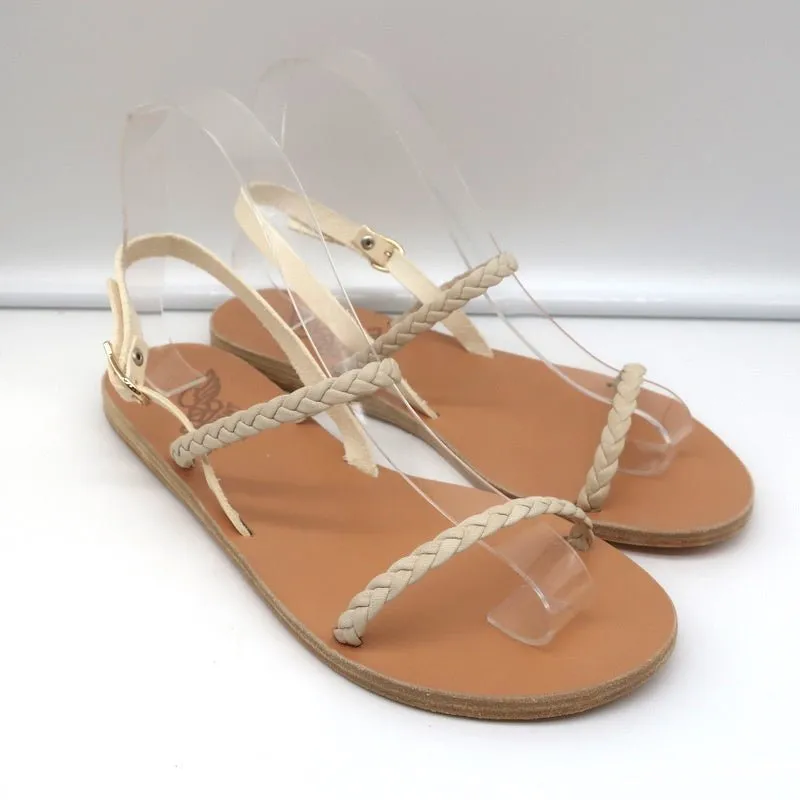 Ancient Greek Sandals Irida Slingback Sandals Off-White Braided Leather Size 38