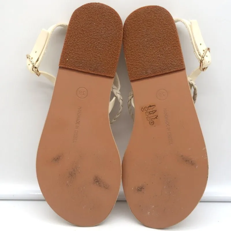Ancient Greek Sandals Irida Slingback Sandals Off-White Braided Leather Size 38