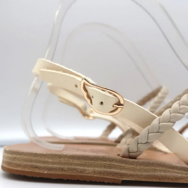 Ancient Greek Sandals Irida Slingback Sandals Off-White Braided Leather Size 38