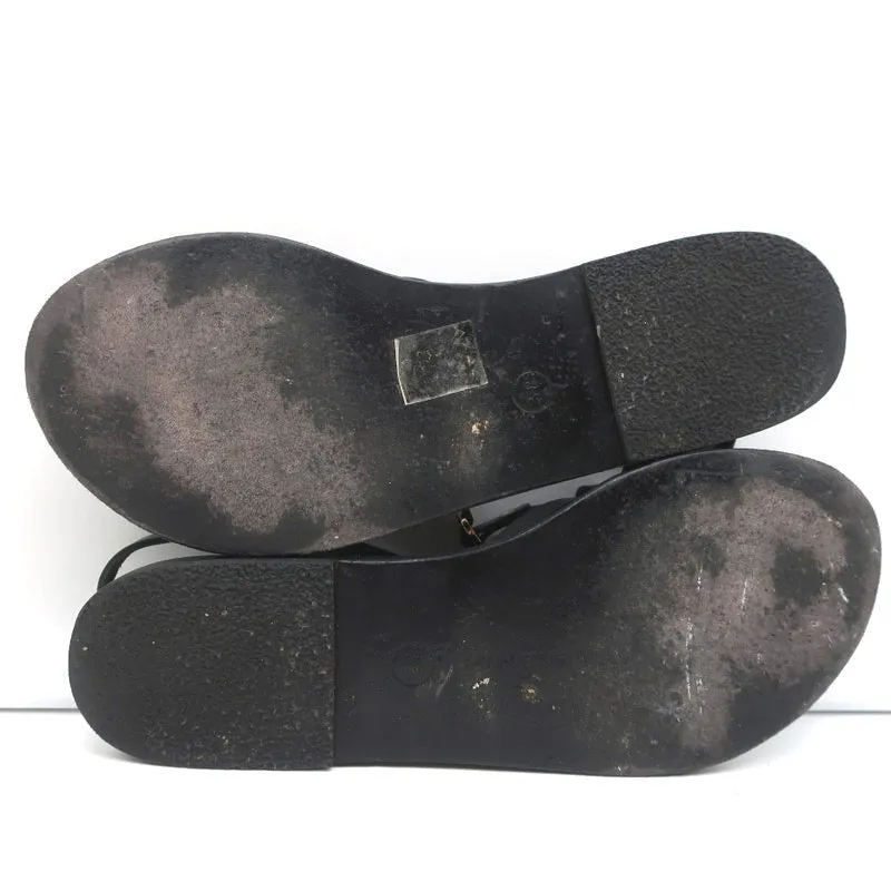 Ancient Greek Sandals Semele Crisscross Slingback Sandals Black Leather Size 38