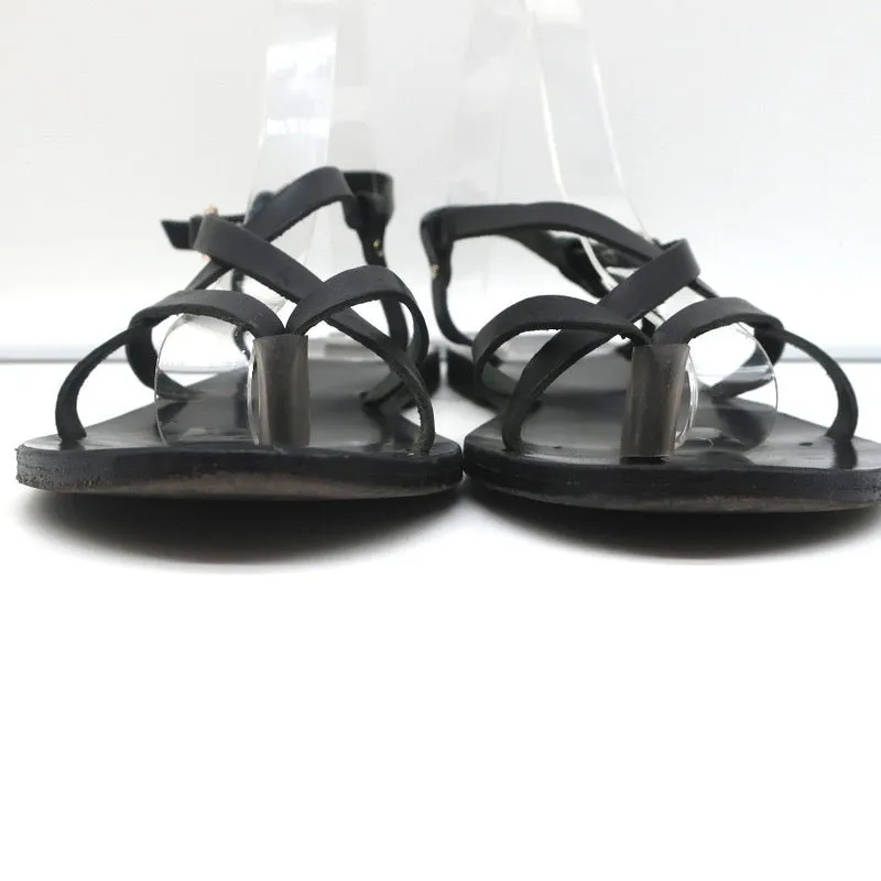 Ancient Greek Sandals Semele Crisscross Slingback Sandals Black Leather Size 38