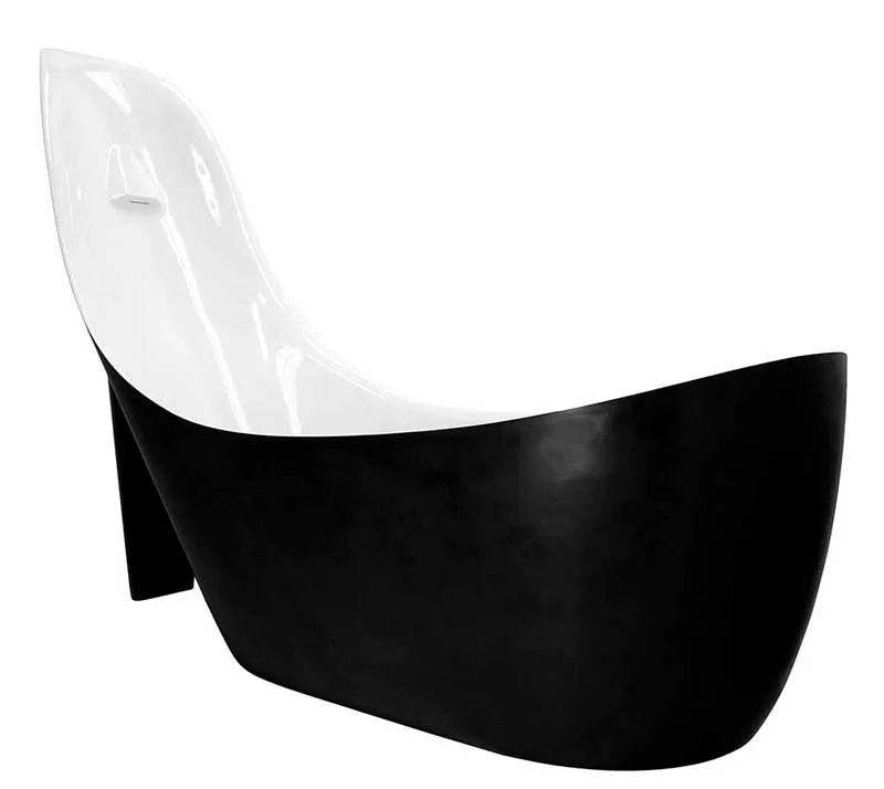 Anzzi Gala 6.7 ft. Acrylic Freestanding Non-Whirlpool Bathtub in Glossy Black and Dawn Series Faucet in Chrome
