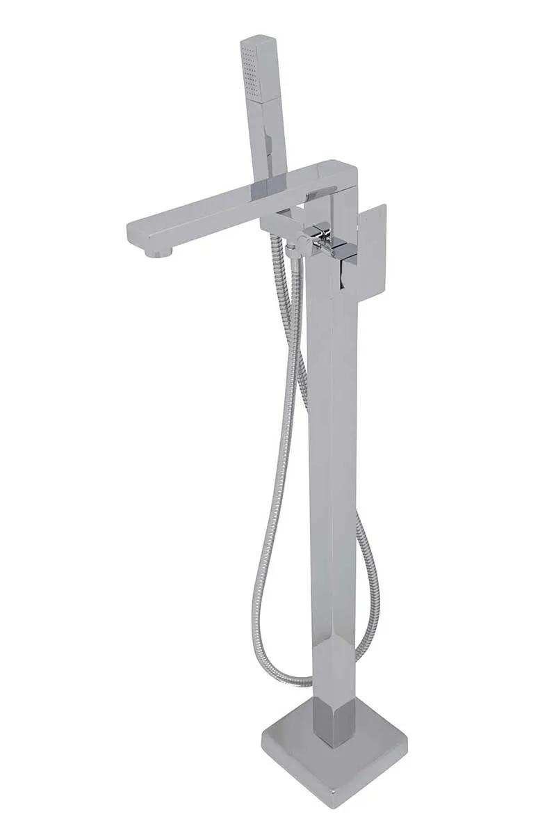 Anzzi Gala 6.7 ft. Acrylic Freestanding Non-Whirlpool Bathtub in Glossy Black and Dawn Series Faucet in Chrome