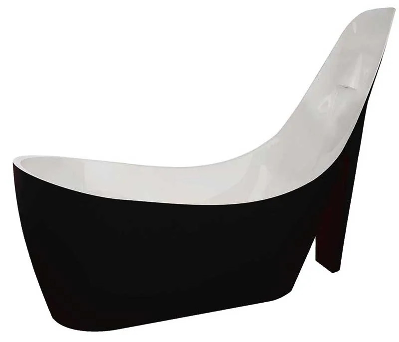 Anzzi Gala 6.7 ft. Acrylic Freestanding Non-Whirlpool Bathtub in Glossy Black and Dawn Series Faucet in Chrome