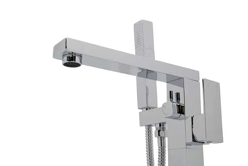 Anzzi Gala 6.7 ft. Acrylic Freestanding Non-Whirlpool Bathtub in Glossy Pink and Dawn Series Faucet in Chrome