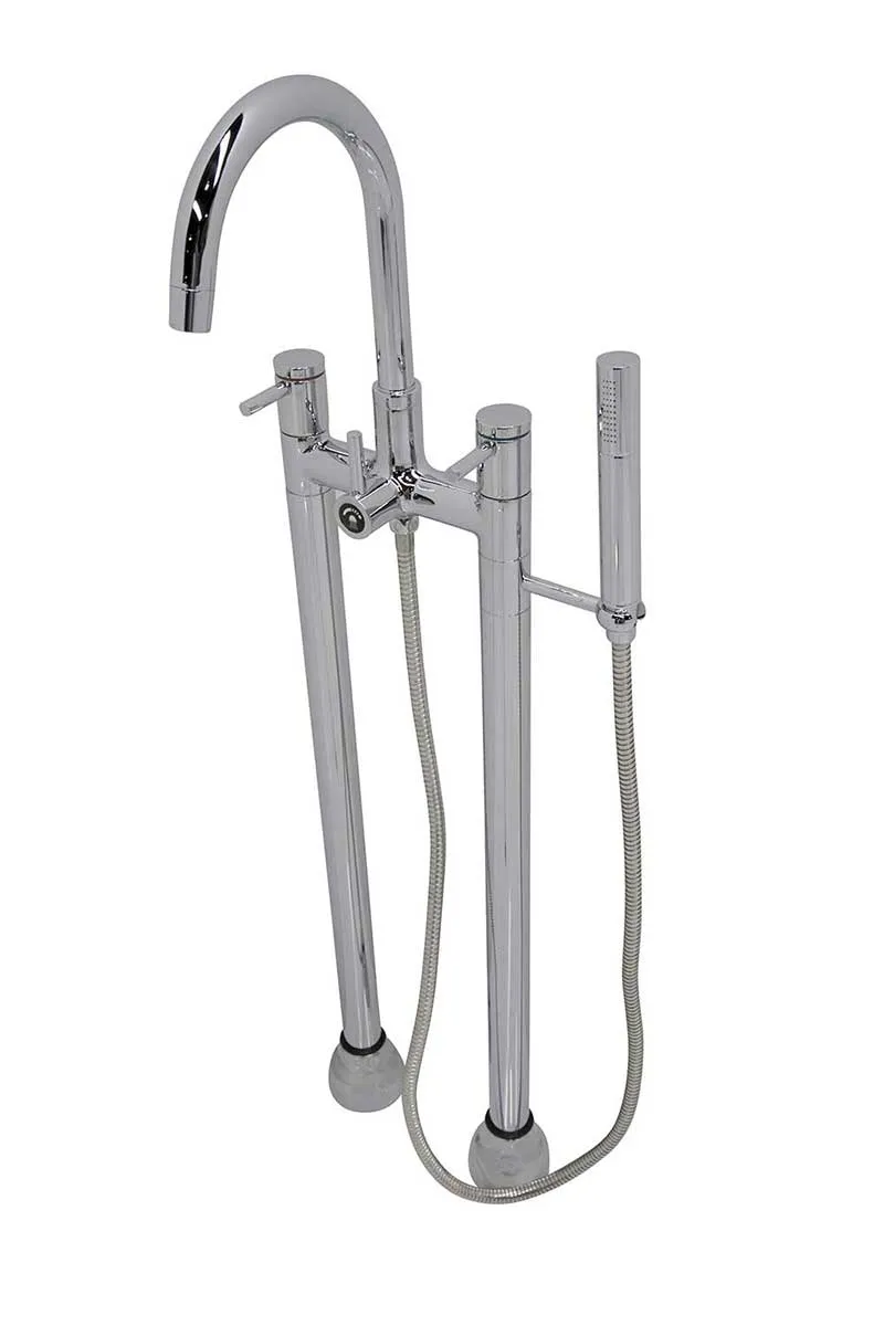 Anzzi Gala 6.7 ft. Acrylic Freestanding Non-Whirlpool Bathtub in Glossy Pink and Sol Series Faucet in Chrome