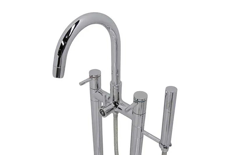 Anzzi Gala 6.7 ft. Acrylic Freestanding Non-Whirlpool Bathtub in Glossy Pink and Sol Series Faucet in Chrome