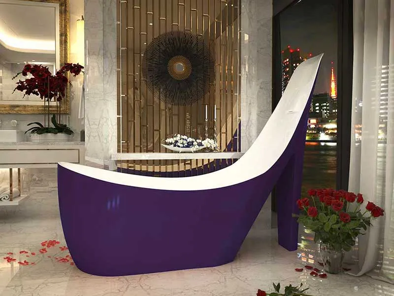 Anzzi Gala 6.7 ft. Acrylic Freestanding Non-Whirlpool Bathtub in Violet and Kase Series Faucet in Chrome