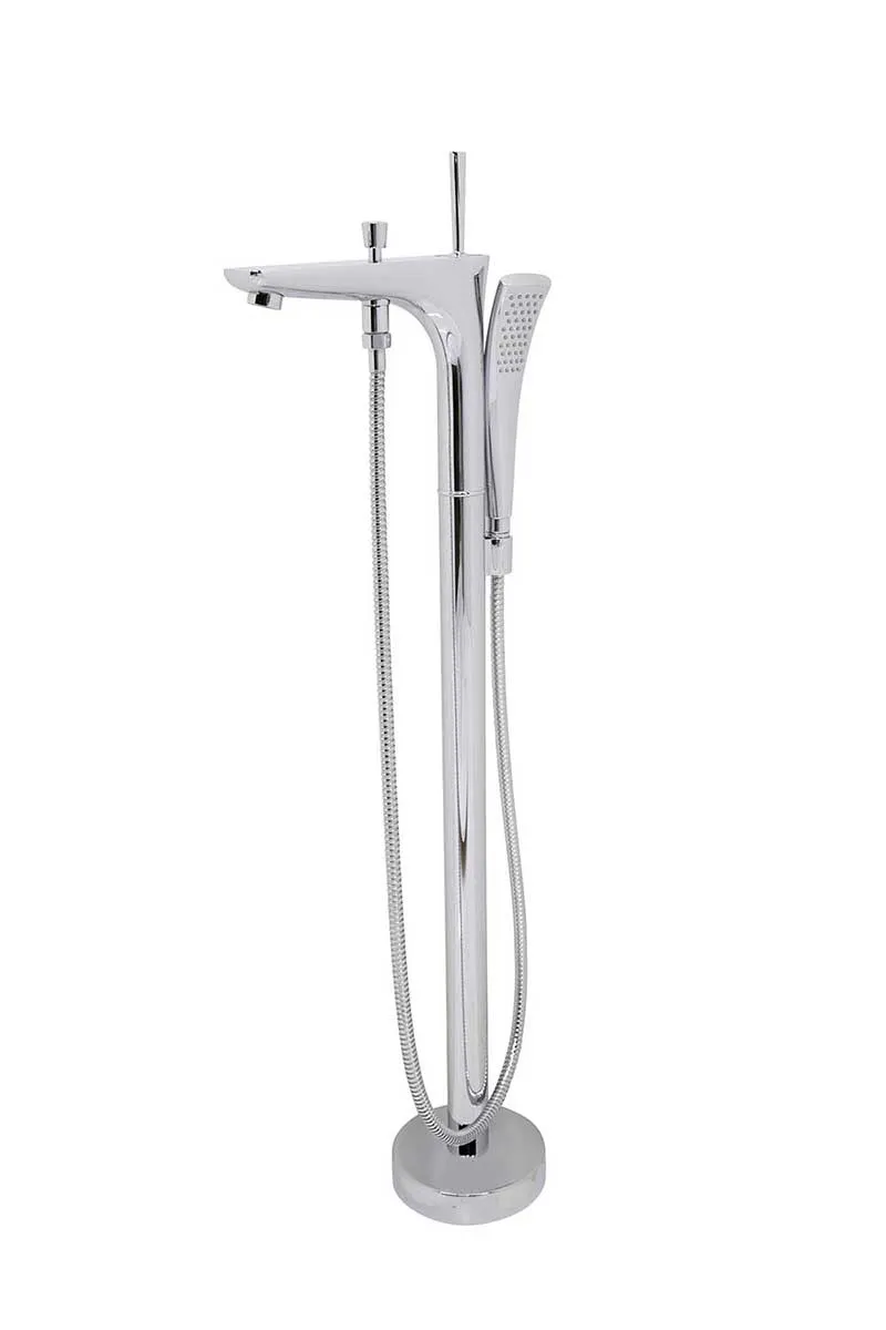 Anzzi Gala 6.7 ft. Acrylic Freestanding Non-Whirlpool Bathtub in Violet and Kase Series Faucet in Chrome
