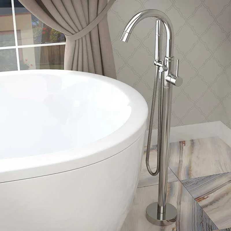 Anzzi Gala 6.7 ft. Acrylic Freestanding Non-Whirlpool Bathtub in Violet and Kros Series Faucet in Chrome