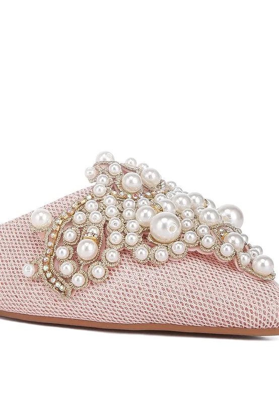 ASTRE Embellished Delicate Pearl Mules