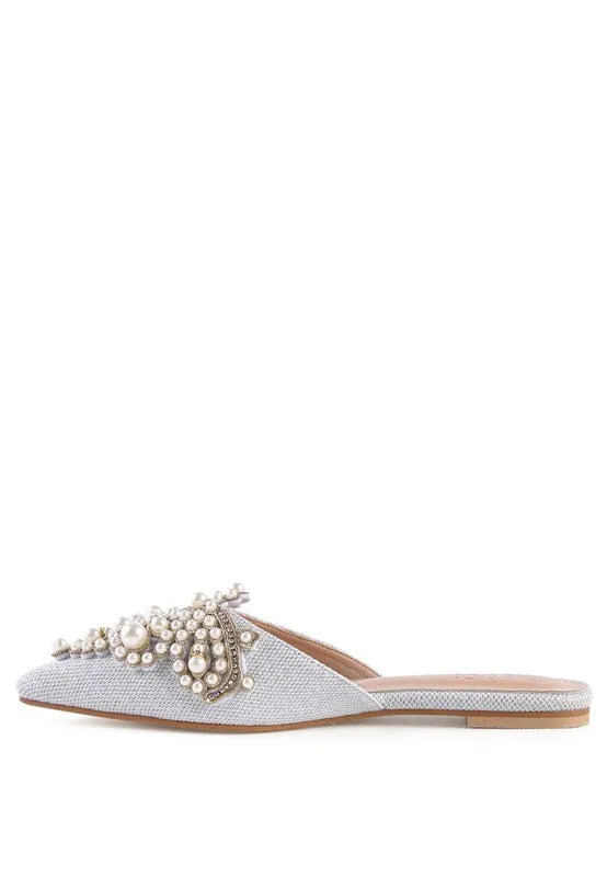 ASTRE Embellished Delicate Pearl Mules