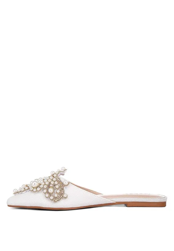 ASTRE Embellished Delicate Pearl Mules