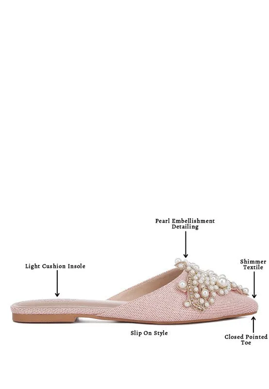 ASTRE Embellished Delicate Pearl Mules
