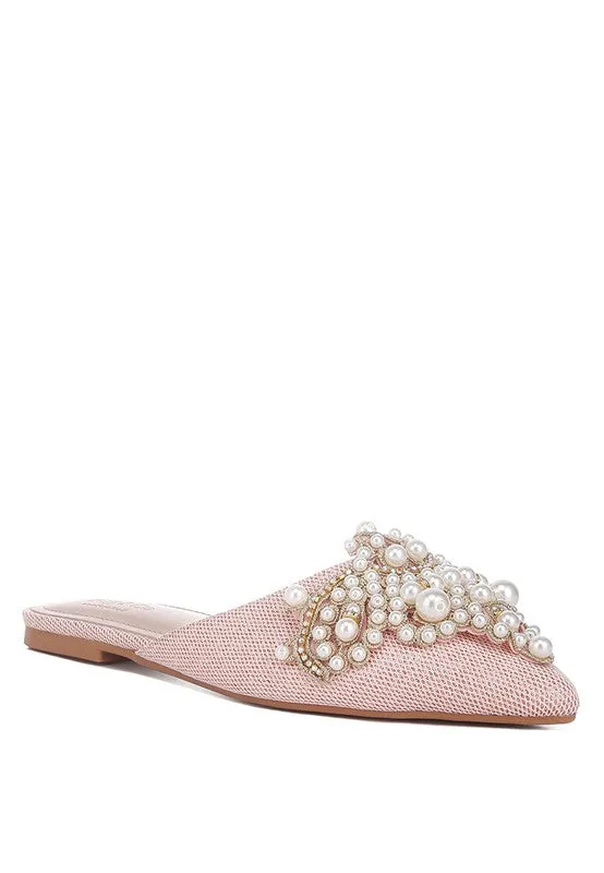 ASTRE Embellished Delicate Pearl Mules