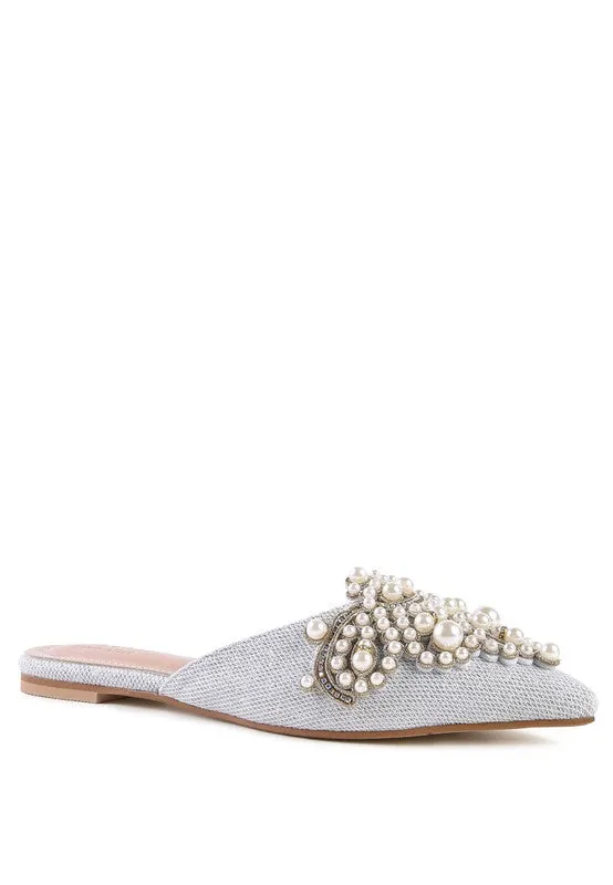 ASTRE Embellished Delicate Pearl Mules