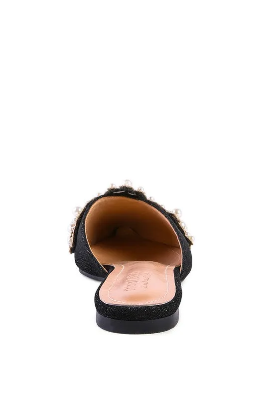 ASTRE Embellished Delicate Pearl Mules