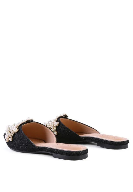 ASTRE Embellished Delicate Pearl Mules