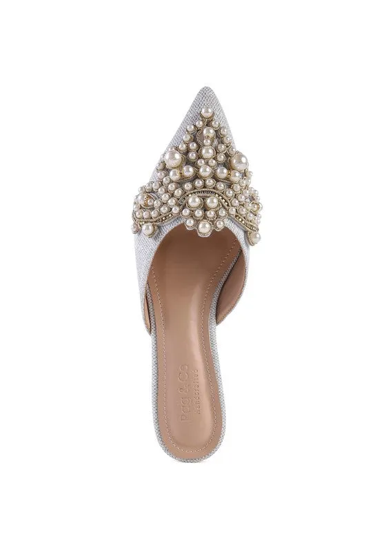 ASTRE Embellished Delicate Pearl Mules