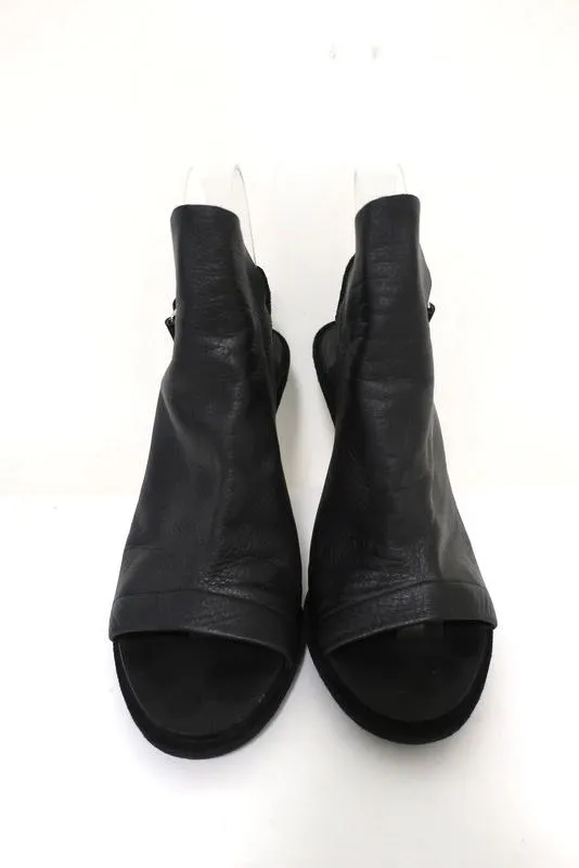 Balenciaga Glove Slingback Sandals Black Leather & Suede Size 38.5 Open Toe Heel