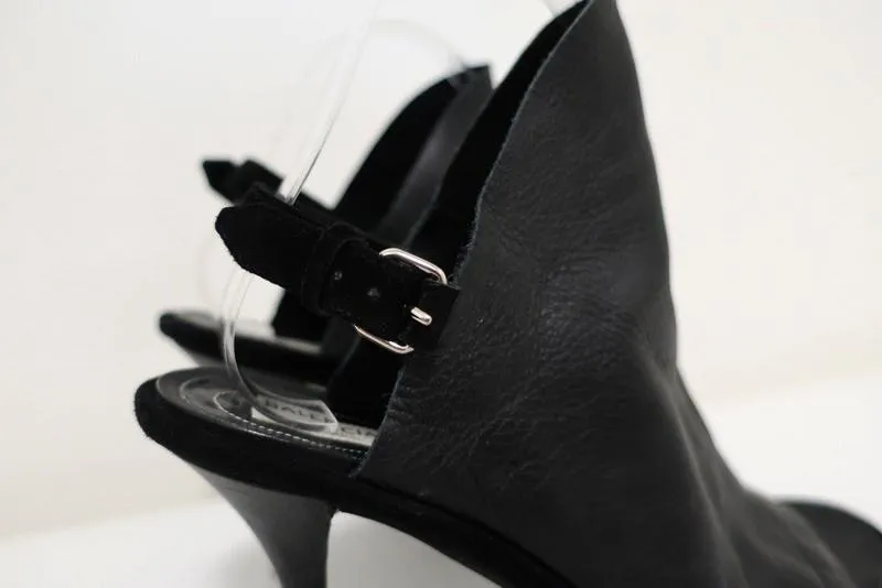 Balenciaga Glove Slingback Sandals Black Leather & Suede Size 38.5 Open Toe Heel