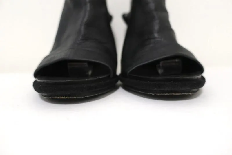 Balenciaga Glove Slingback Sandals Black Leather & Suede Size 38.5 Open Toe Heel