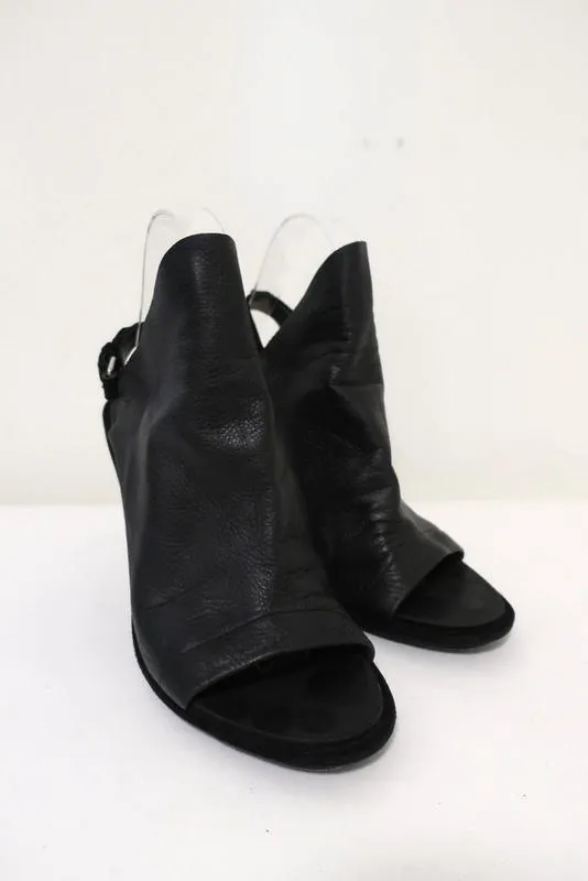 Balenciaga Glove Slingback Sandals Black Leather & Suede Size 38.5 Open Toe Heel