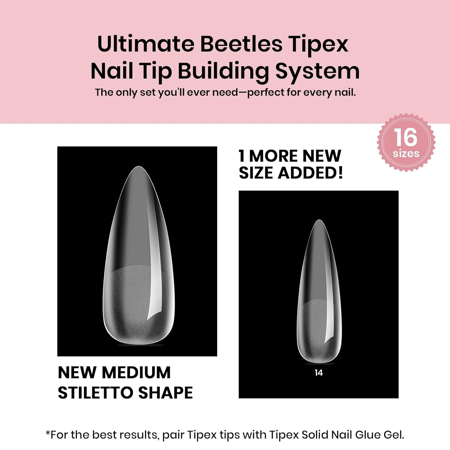 Beetles Medium Stiletto Tipex Nail Tips|192pcs