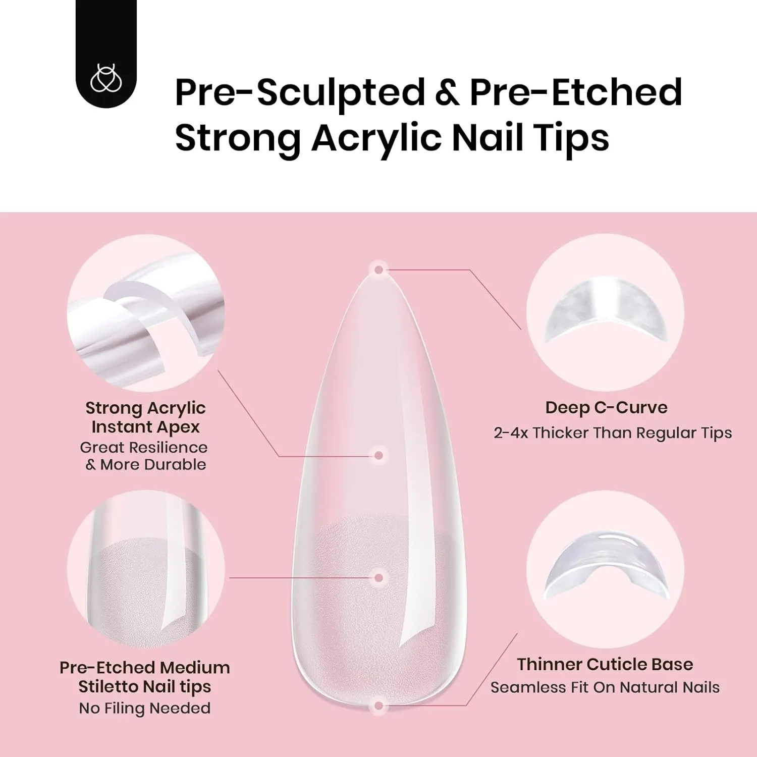 Beetles Medium Stiletto Tipex Nail Tips|192pcs