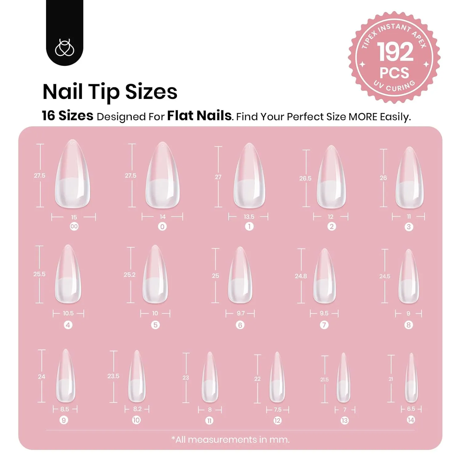 Beetles Medium Stiletto Tipex Nail Tips|192pcs