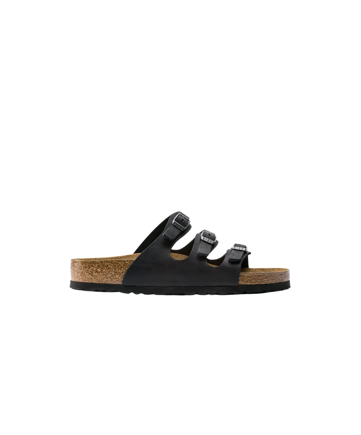 Birkenstock Florida Oiled Leather Black Soft Footbed Sandals