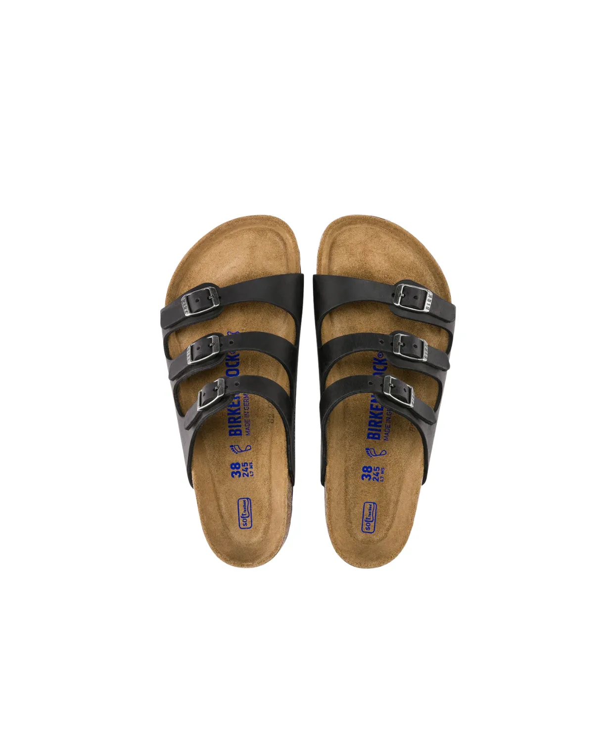 Birkenstock Florida Oiled Leather Black Soft Footbed Sandals