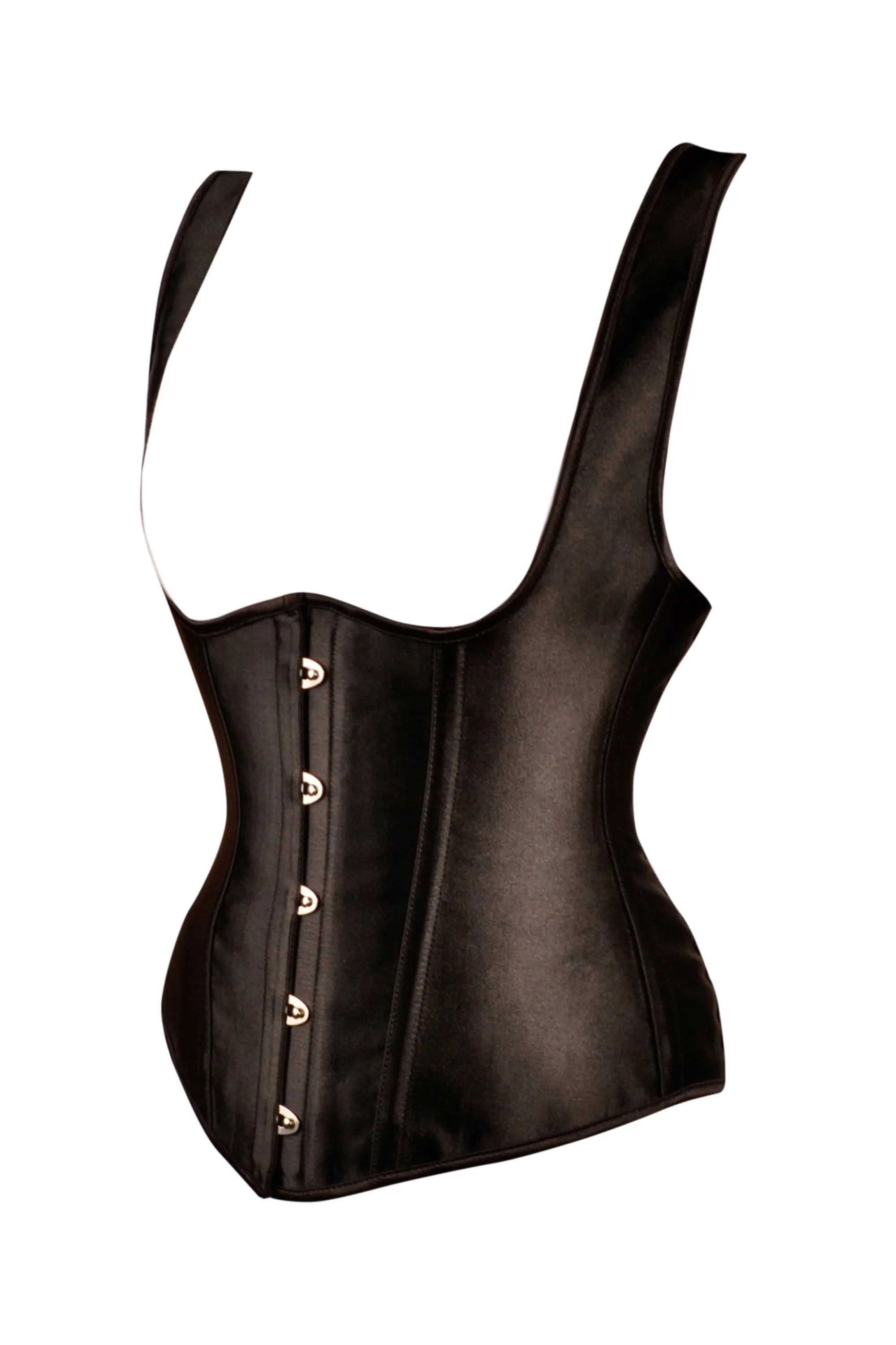Black High Back Underbust Corset With Straps