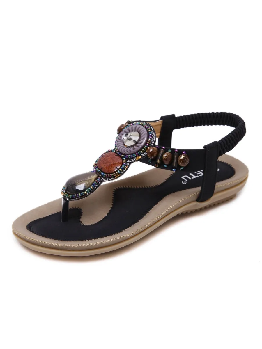 Black Marble Beaded Sandal