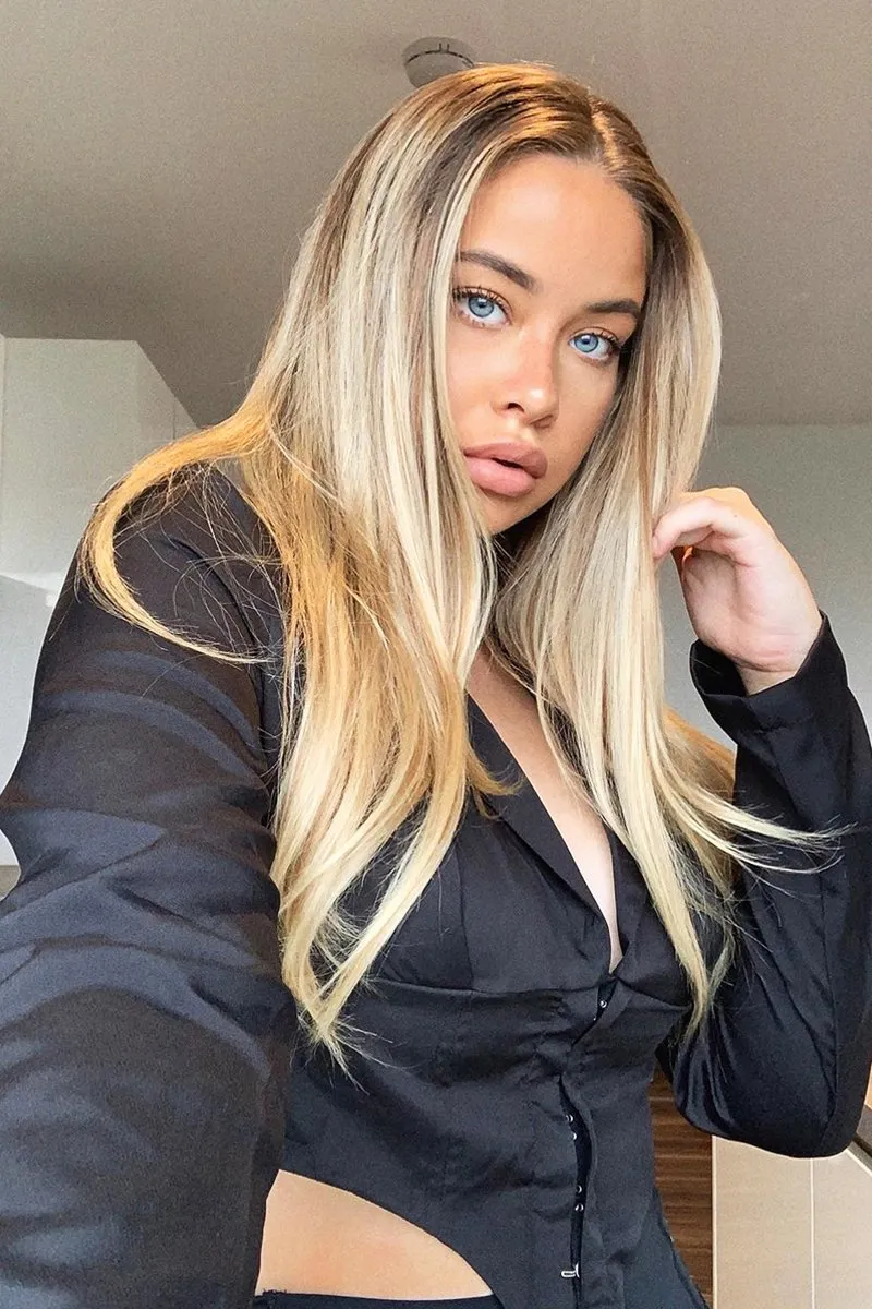 Black Satin Corset Detail Plunge Blouse - Myha